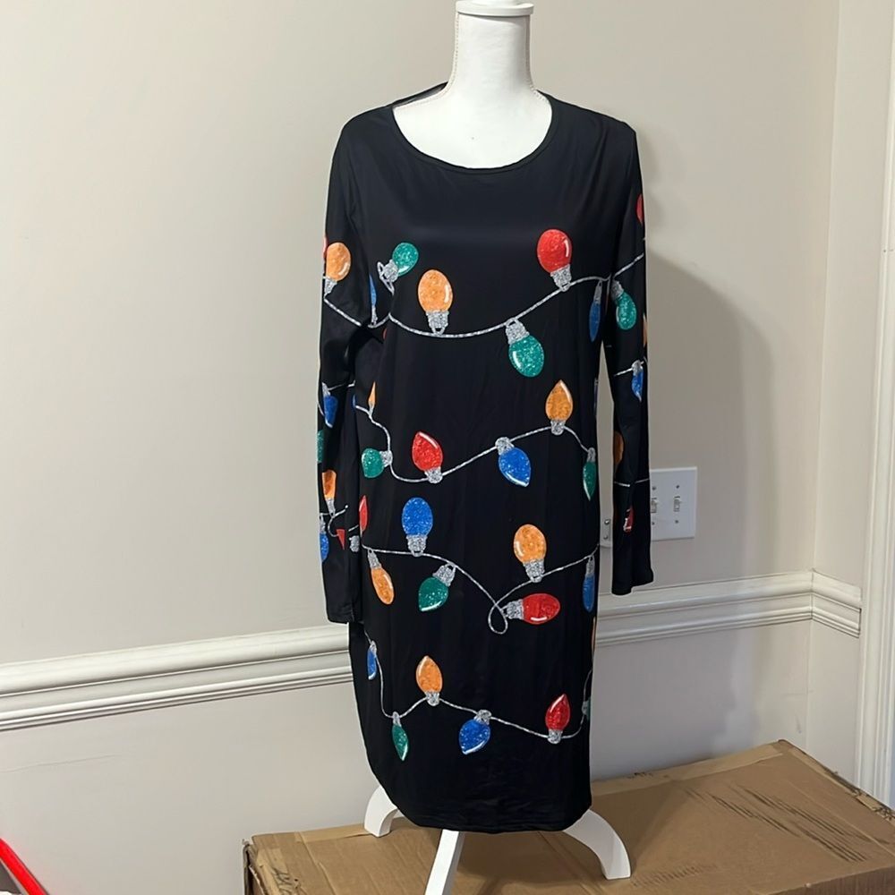 NWOT FOR GIRL & PERFECT LIFE CHRISTMAS LIGHT DRESS  2X PLUS